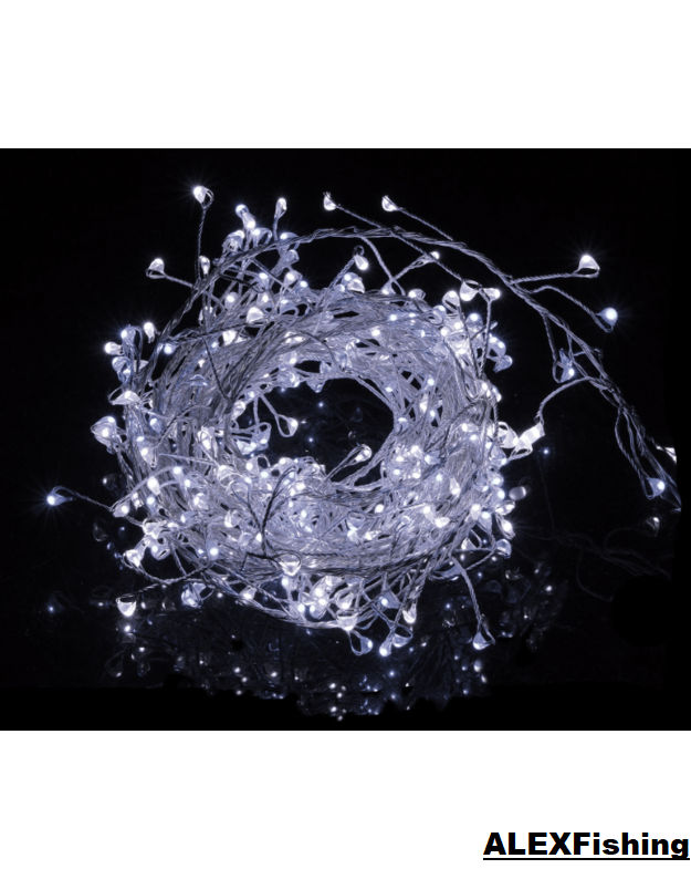 300 Led lanksti vielos girlianda 9m Šalta balta