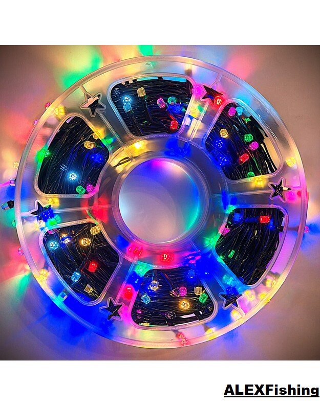 290 Led lempučių girlianda FLASH Spalvota + Šilta balta blykstė 50m 3