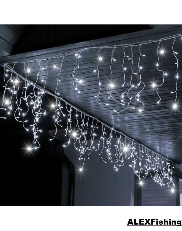 500 Led girlianda varvekliai Šalta balta + Šalta balta blykstė 20m 3