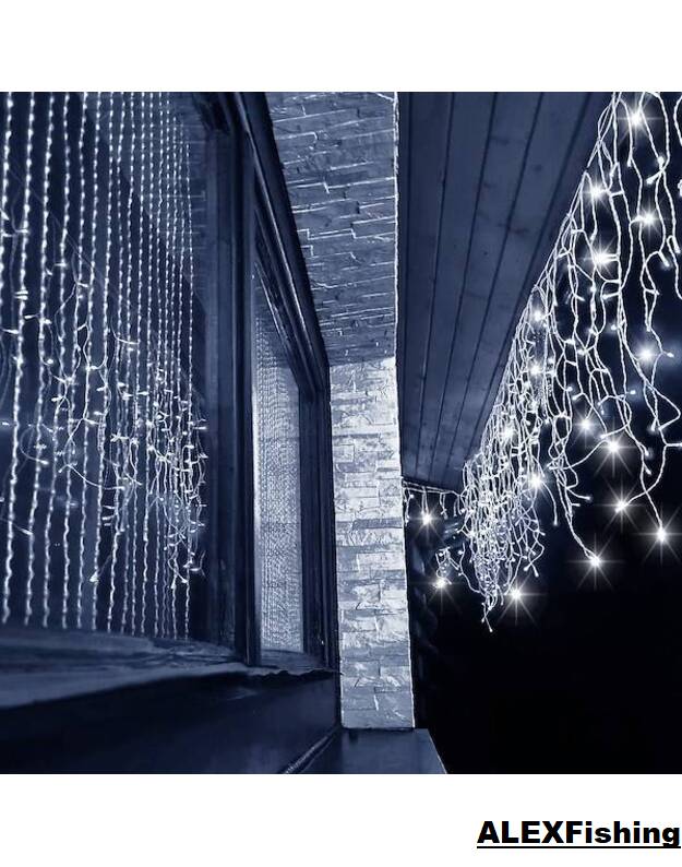 500 Led girlianda varvekliai Šalta balta + Šalta balta blykstė 20m 6