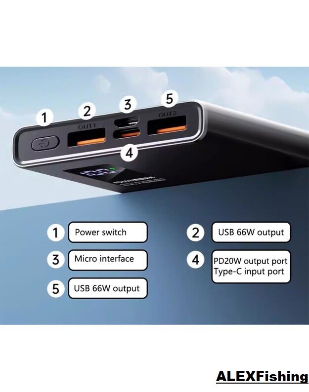 Išorinės baterijos Power Bank 66W PD
