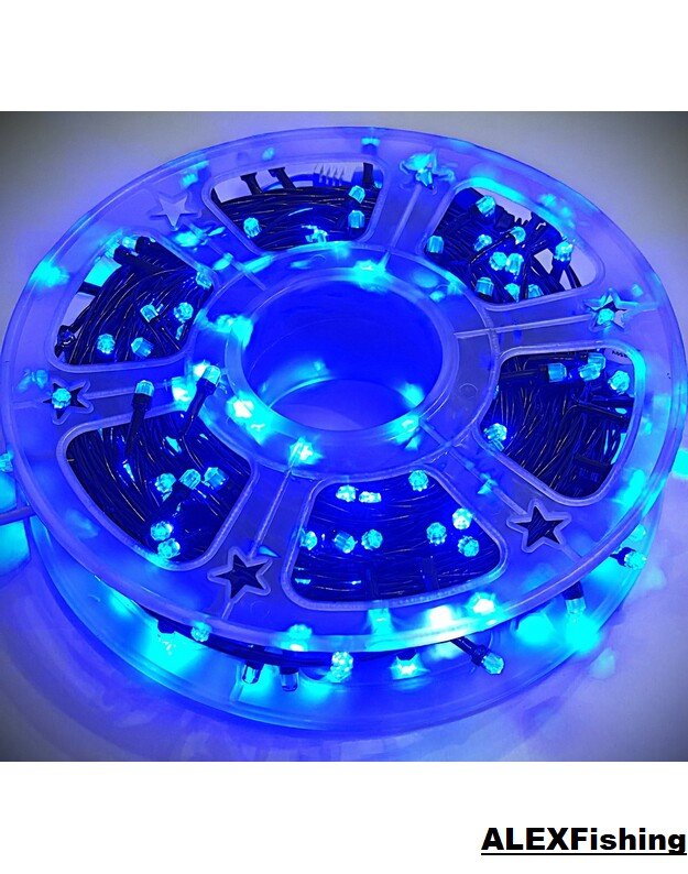 290 Led lempučių girlianda FLASH Mėlyna + Šalta balta blykstė 50m