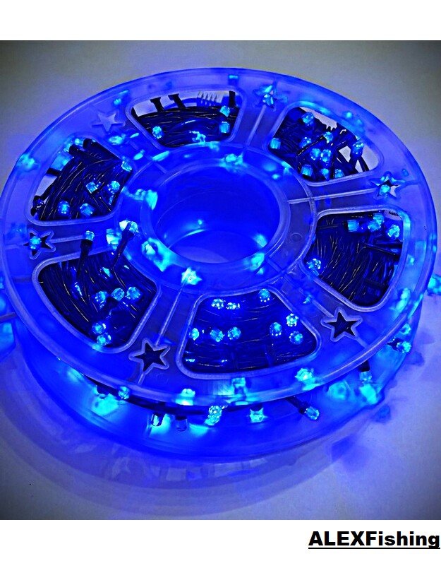 290 Led lempučių girlianda FLASH Mėlyna + Šalta balta blykstė 50m 1