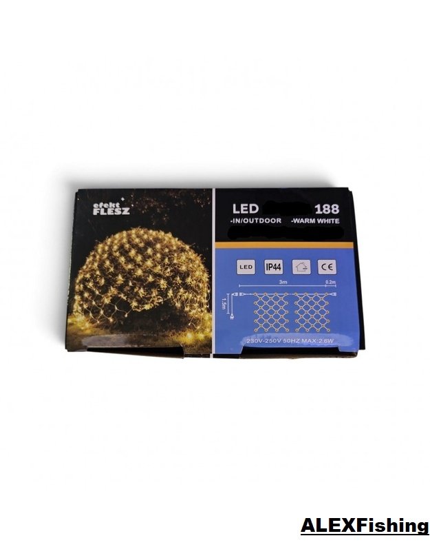LED girlianda tinklas 188 LED 2,2 × 1,5 m – šilta balta + šalta balta blykstė
