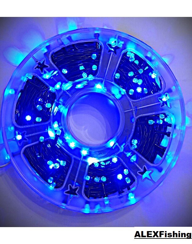 590 Led lempučių girlianda FLASH Mėlyna + Šalta balta blykstė 100m 2