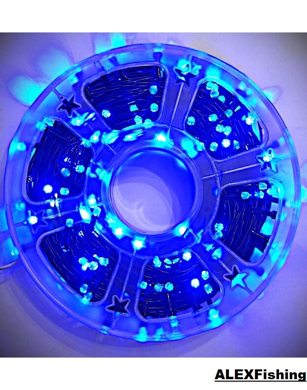 590 Led lempučių girlianda FLASH Mėlyna + Šalta balta blykstė 100m 3