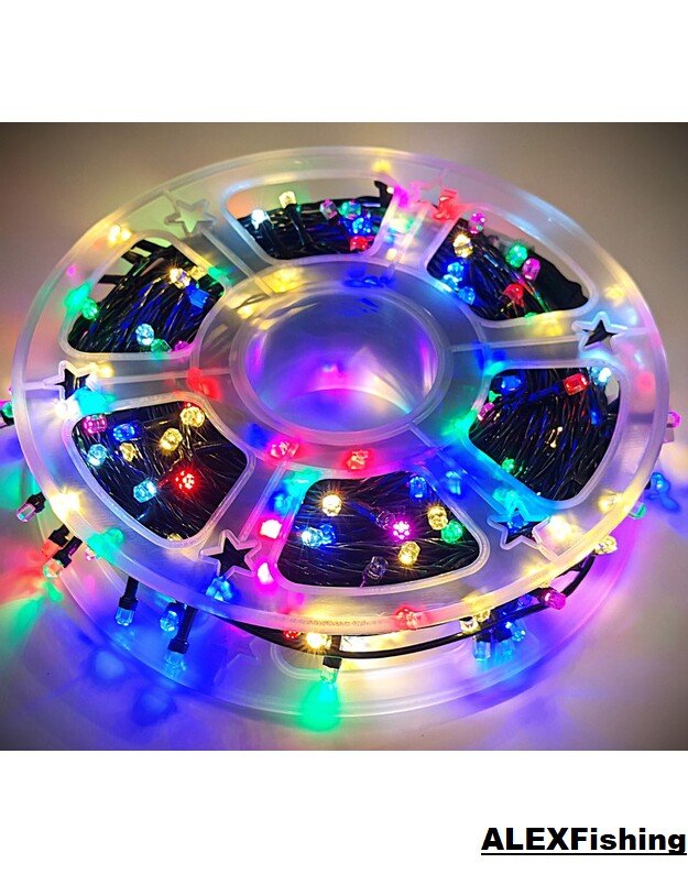 590 Led lempučių girlianda FLASH Spalvota + Šilta balta blykstė 100m