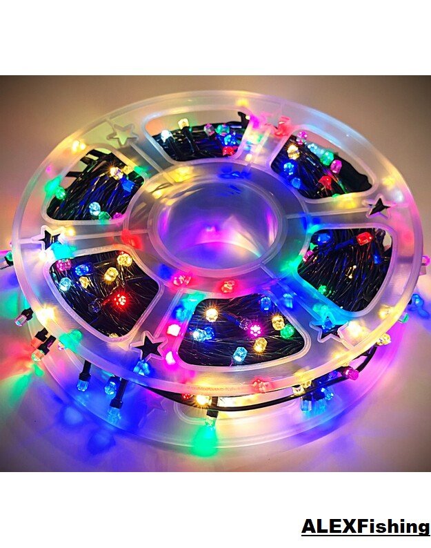 590 Led lempučių girlianda FLASH Spalvota + Šilta balta blykstė 100m 2