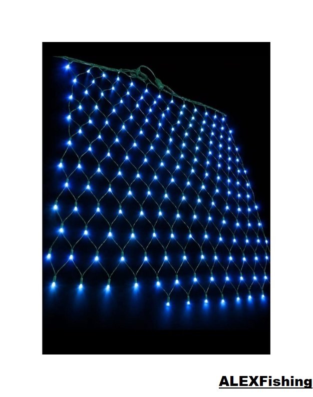 LED girlianda tinklas 188 LED 2,2 × 1,5 m Mėlyna + Šalta balta blykstė
