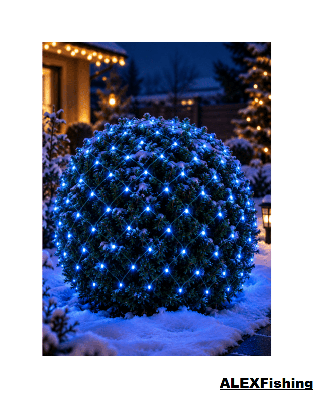 LED girlianda tinklas 188 LED 2,2 × 1,5 m Mėlyna + Šalta balta blykstė