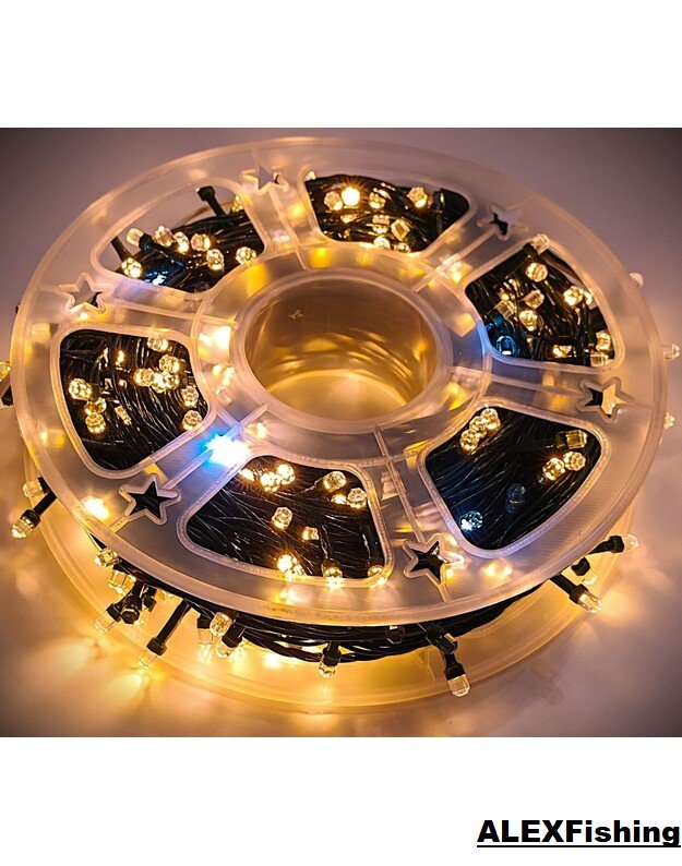 590 Led lempučių girlianda FLASH Šilta balta + Šalta balta blykstė 100m