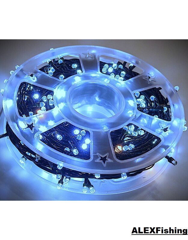 590 Led lempučių girlianda FLASH Šalta balta + Šilta balta blykstė 100m 2