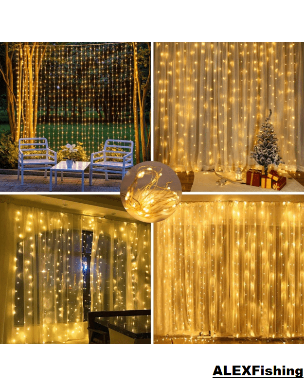 LED USB užuolaida - girlianda 300 Led 3x3m Šilta balta 13