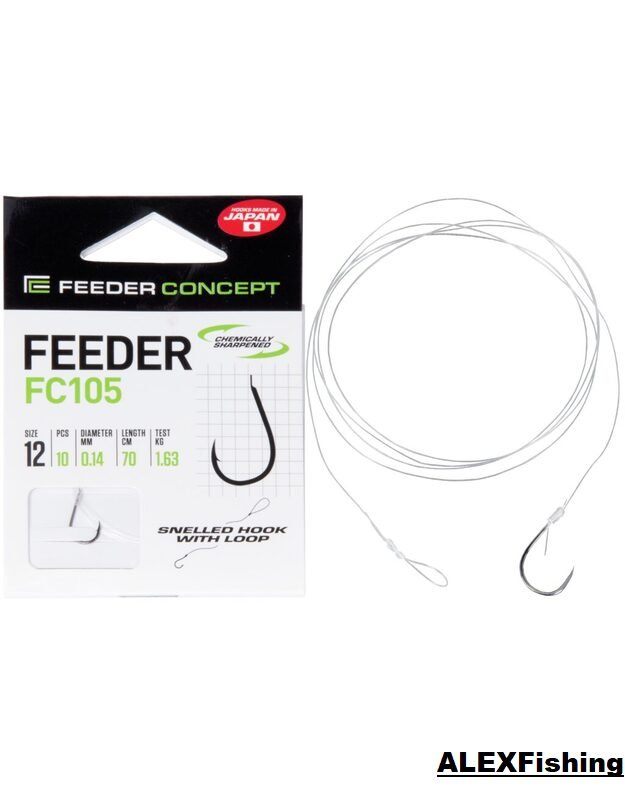 Kabliukai su pavadėliu Feeder Concept FC105 70 cm #06 / 0.18 mm