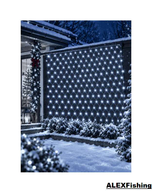 LED girlianda tinklas 288 LED 3 × 2 m Šalta balta + Šalta balta blykstė