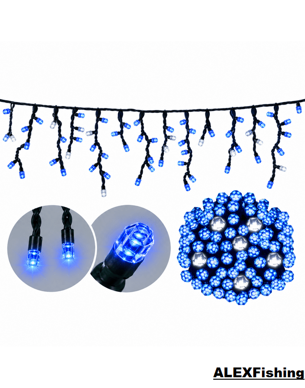  LED girlianda Varvekliai 240 LED 14 m Mėlyna + Flash blykstė 