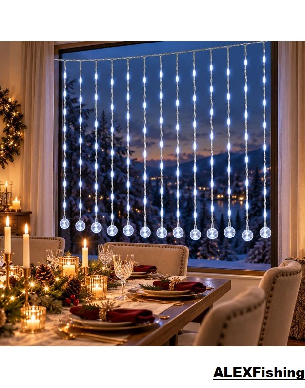 LED  užuolaida  girlianda 480 LED 3×2,5 m Šalta balta