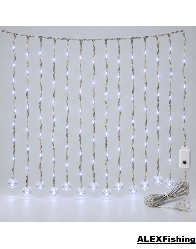 LED  užuolaida  girlianda 480 LED 3×2,5 m Šalta balta