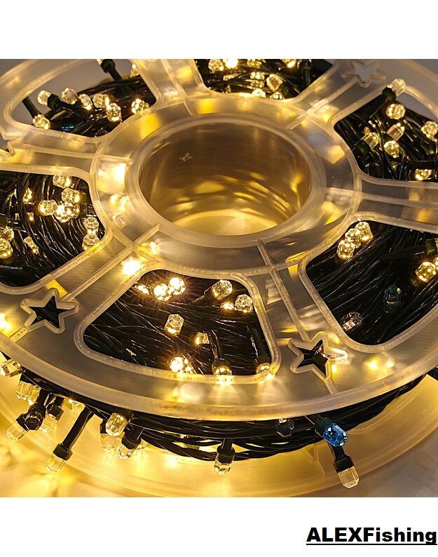 290 Led lempučių girlianda FLASH Šilta balta + Šalta balta blykstė 50m 3