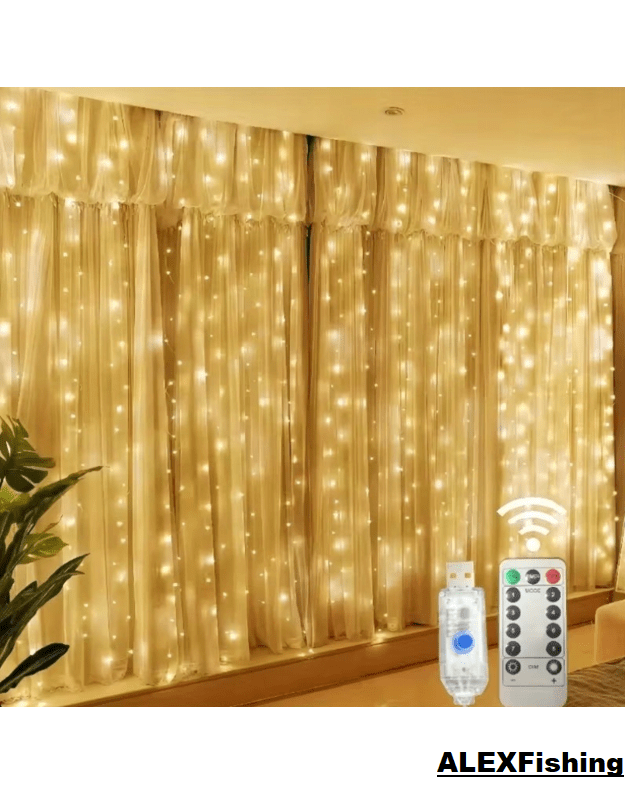 LED USB užuolaida - girlianda 300 Led 3x2m Šilta balta 1