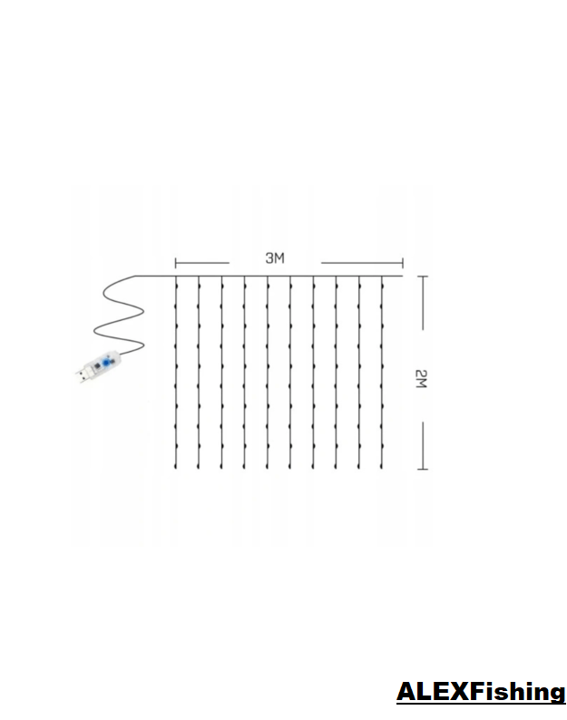 LED USB užuolaida - girlianda 300 Led 3x2m Šilta balta 3