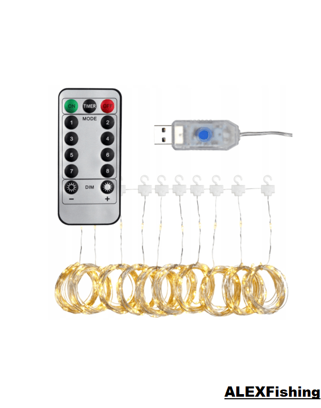 LED USB užuolaida - girlianda 300 Led 3x2m Šilta balta