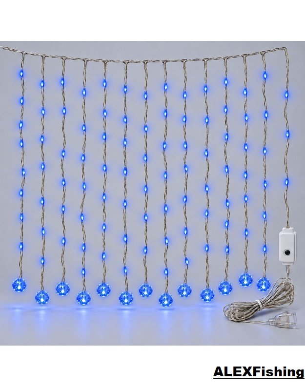 LED  užuolaida  girlianda 480 LED 3×2,5 m Mėlyna