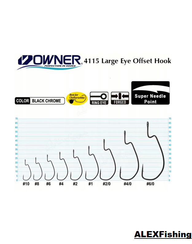 Ofsetiniai kabliukai Owner Large-Eye Offset Hook - 4115
