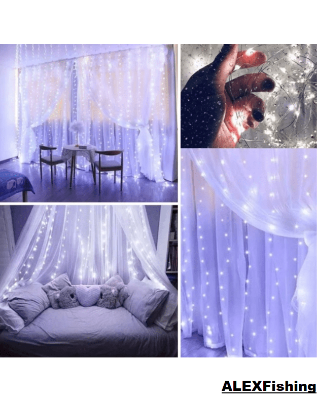 LED USB užuolaida - girlianda 300 Led 3x2m Šalta balta 5