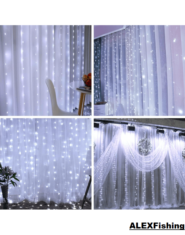 LED USB užuolaida - girlianda 300 Led 3x2m Šalta balta 7