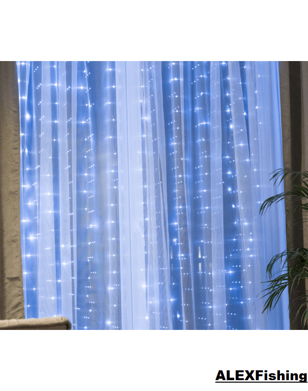 LED USB užuolaida - girlianda 300 Led 3x2m Šalta balta 8