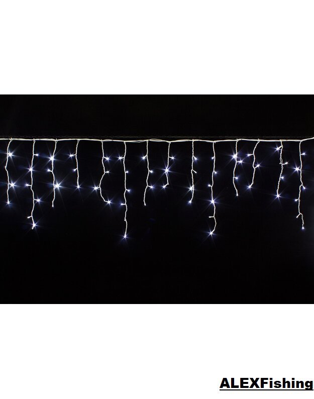 500 Led girlianda varvekliai Šalta balta 18m