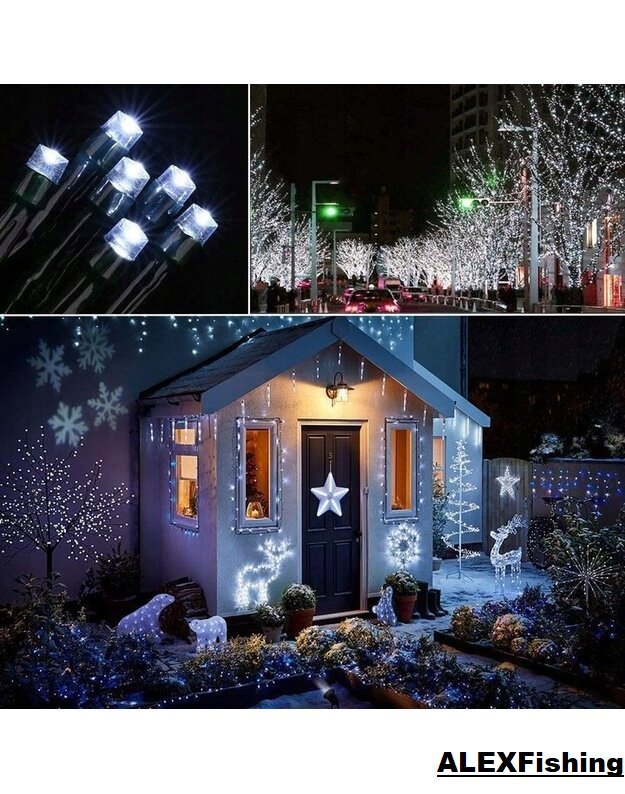 300 Led lempučių girlianda Šalta balta