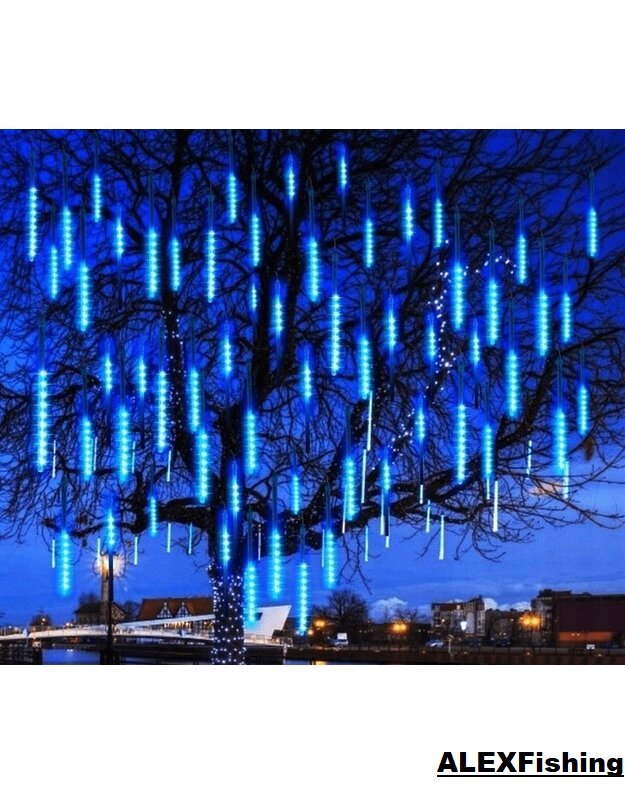 LED girlianda meteorų lietus 30cm Mėlyna