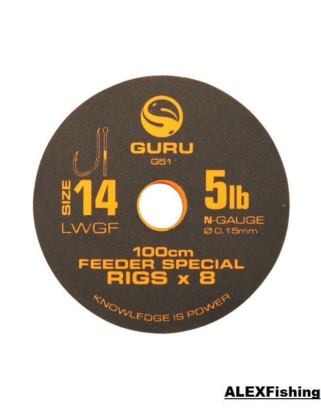 Paruošti pavadėliai GURU Feeder Special 1m Nr 14 (0.15mm)