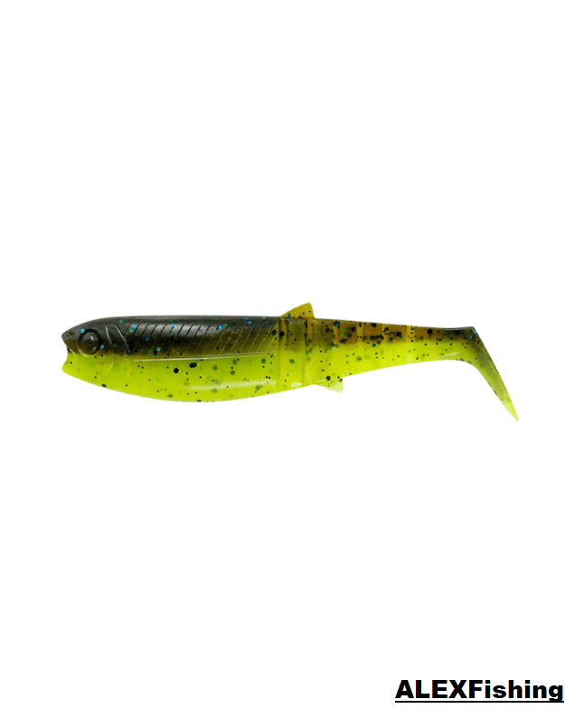 Guminukas Savage Gear Cannibal Shad 10cm 9g Chartreuse Pumpkin Fluo