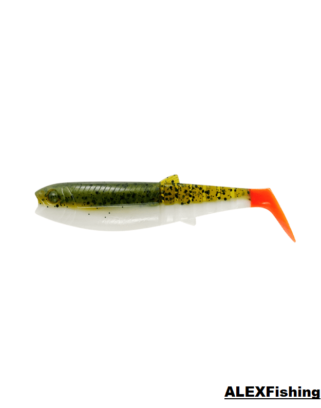 Guminukas Savage Gear Cannibal Shad 10cm 9g Olive Hot Orange Fluo